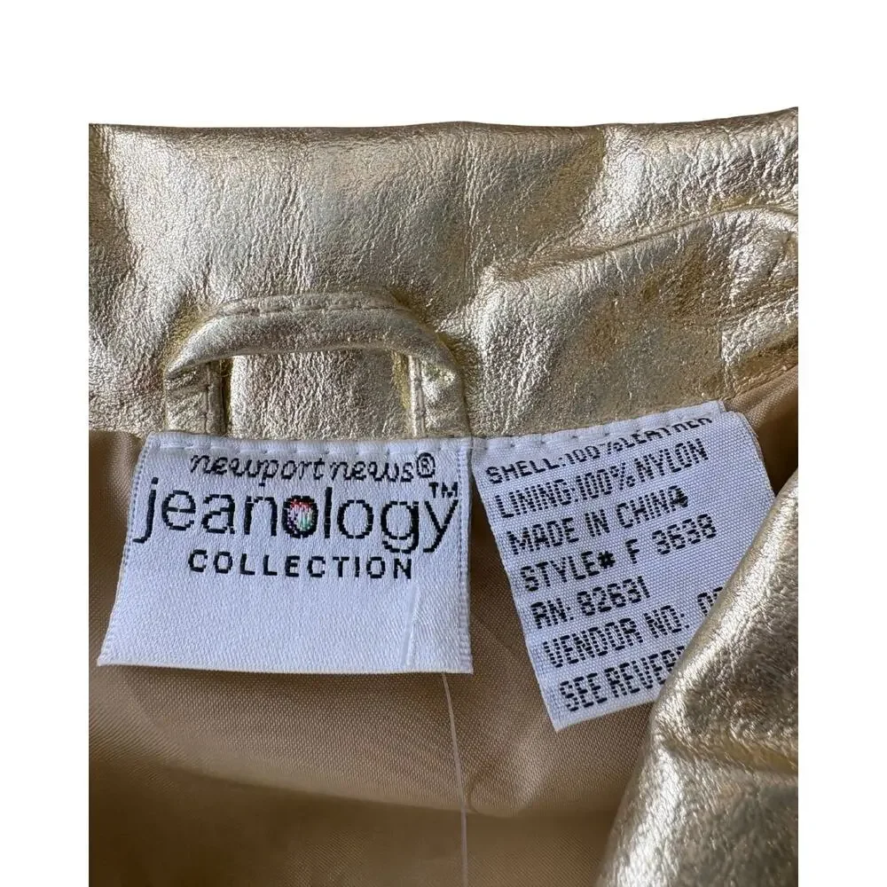 Newport News Jeanology Fun Gold Leather Jacket S